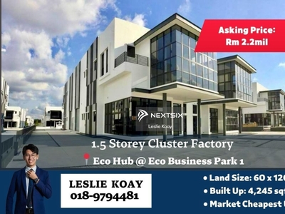 Market Cheapest Unit!! 60x120, Tenanted 1.5 Storey Cluster Factory for Sale!!