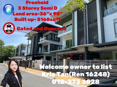Bukit Suria, 3 Sty Semi D, Freehold, Fully Furnish, More parking place