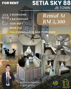 Sky Setia 3Bedrooms Fully Furnished and Renovated unit at CIQ JB Town for RENT