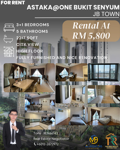 The Askata Fully Furnished&Renovated High Floor Unit at JB Town for RENT