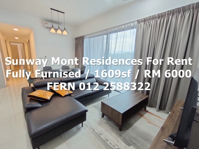 1609sf / 5 Rooms / 2 Car Parks / Sunway Mont Residences Mont Kiara For Rent