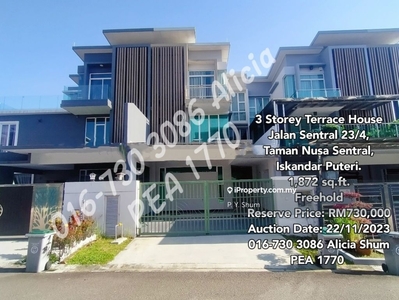 3 Storey Terrace House For Auction in Taman Nusa Sentral