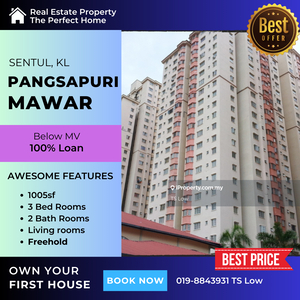 Pangsapuri Mawar Apartment @ Sentul for Sale , Jual Murah, 100% Loan