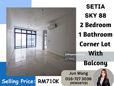 Setia Sky 88, Corner Lot with Balcony, 2 Bedroom, 1 Bathroom, 904sqft