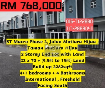 Kulai ST Marco Brand New Double Storey Corner House For Sale Indahpura IOI Bandar Putra