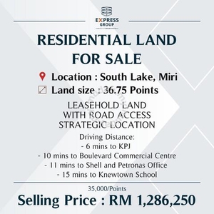 Residential Land at South Lake, Miri (36.75 Pts)