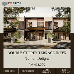 Brand New Double Storey Terrace Intermediate at Taman Delight, Miri