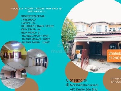 Double Storey House For Sale @ Seri Setali