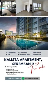 Kalista 1 Apartment, Seremban 2. ▶ For SALE, Mampu Milik, Full Loan ◀