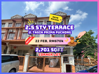 Bank Auction Save Rm130k 2.5 Storey Terrace @ Tasik Prima Puchong