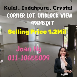 Kulai / Indahpura For Sale / Crystal / Corner Lot / Unblock View / 24 hours Gate d & Guard