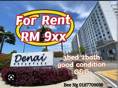 Denai Apartment Gelang Patah 3bed 2bath for rent