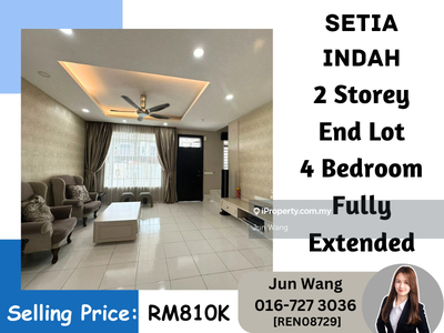 Setia Indah, 2 Storey End Lot with 10ft Land, Fully Extended, 30x70