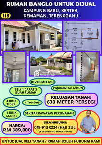 Bungalow House For Sale at Kerteh