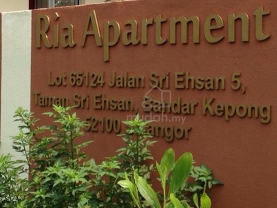 Ria Apartment @ Sri Ehsan 908sqf Kepong 1k booking Full loan⚡RENO KL