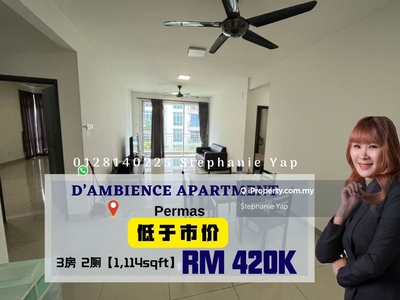 D Ambience Apartment, Permas Jaya, Below Market Price, Freehold