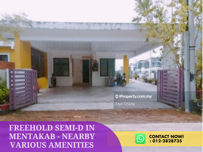 Freehold Semi-D For Sale In Mentakab - Nearby To Various Amenities!