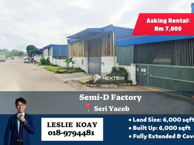 Seri Yacob Semi Detached Factory!! Fully Extended & Fully Covered. For Rent