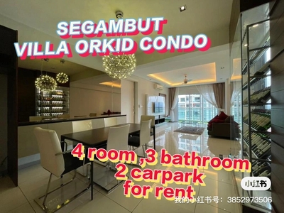 Villa orkid condo for rent, segambut, fully furnished, 2 carpark