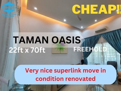 Cheap Nice 2.5 Storey Super link Move In Condition Renovated at Taman Oasis