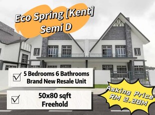 Double Storey Semi D House for sale at KENT ECO SPRING Johor