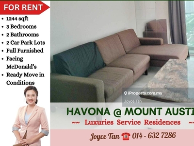 Havona @ Mount Austin - 3bed 2bath 2carparks for rent with furnished