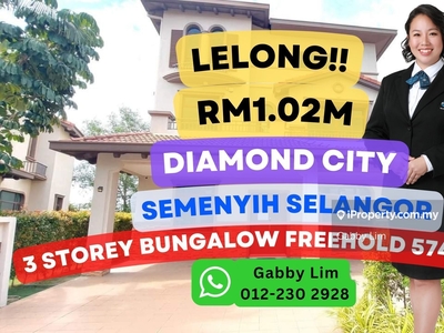 Lelong Super Cheap 3 Storey Bungalow House @ Diamond City Selangor