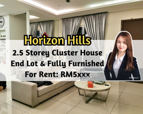 Horizon Hills, 2.5 Storey Cluster, Fully Furnished, End Lot, 4 Bedroom