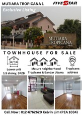 Low unit, 1.5 Storey Townhouse Mutiara Tropicana Petaling Jaya