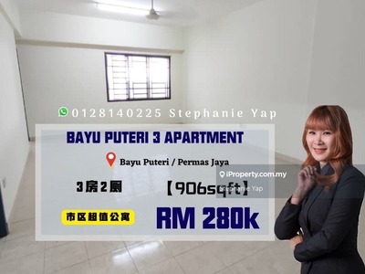 Bayu Puteri 3 Apartment, Bayu Puteri, Permas Jaya, Near Ciq, 3bed