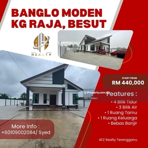 Rumah Banglo Moden Satu Tingkat Di Kg Raja Besut, Terengganu