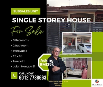 Single Storey Allow Full Loan unit @ Jalan Mangga Kota Masai