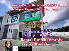 2-storey Corner Semi Detached Factory @IOI kempas Utama Industrial Park