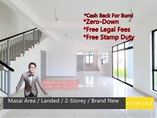 Masai Area @Brand New 2-Storey Terrace House, Full Loan/ Zero Down/ Free Legal Fee & Stamp Duty
