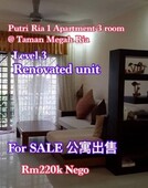 Putri Ria 1 3room Apartment ONLY Rm220k?