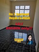 Ria 2 Apartment @Taman Megah Ria, Masai for sale rm180k only