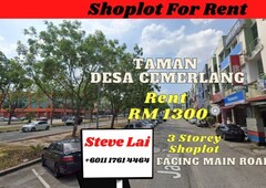 Taman Desa Cemerlang /Jalan Tanjung 1/Shoplots For Rent
