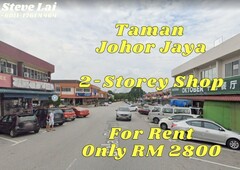 Taman Johor Jaya,2-Storey Shop For Rent Jalan Bakawali 39