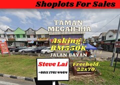 Taman Megah Ria/Masai/Shoplots/For Sales Rm 550K
