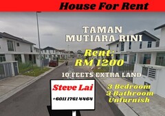 Taman Mutiara Rini/3 Bedroom/2 Storey House For Rent RM 1200