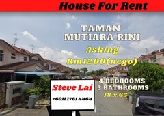 Taman Mutiara Rini/Jalan Jasa 5/4Room/House For Rent