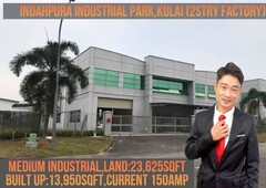Indahpura Industrial Park,Kulai 2stry Factory For Sale