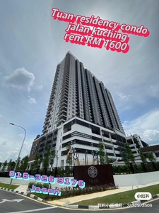 Tuan residency condo for rent, jalan kuching, partially furnished,kitchen cabinet, 1 carpark