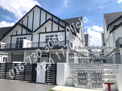 2 Storey Cluster House In Taman Ekoflora For Auction