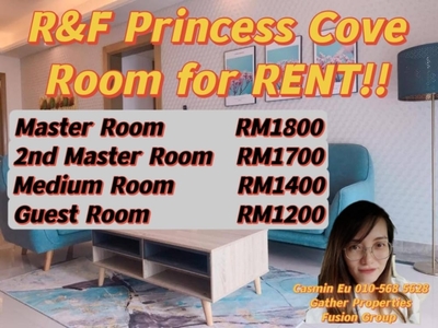For RENT R&F Princess Cove at JB Town Room For Rent From RM1200 -RM1800 !!