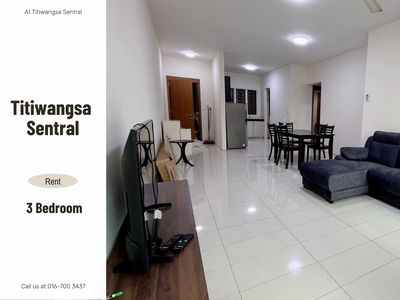 Titiwangsa Sentral Condo near Hospital KL, LRT and MRT Station - Size : 1100 sqft - KL City View - 3 bedroom - 2 bathroom - 1 Parking please contact