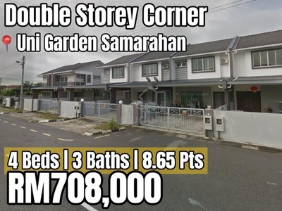 Uni Garden Samarahan FREEHOLD 8.65 Pts Double Storey Corner