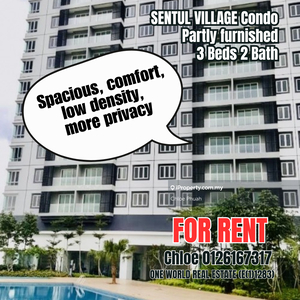 Sentul Village low density condo 3 bedrooms nearby lrt n mrt for rent