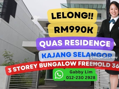 Lelong Super Cheap 3 Storey Bungalow @ Quas Residence Kajang Selangor
