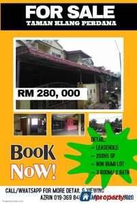 3 bedroom 1.5-sty Terrace/Link House for sale in Klang